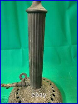 Antique Brass Gas Lamp Ornate Cast iron Base column Rare unknown parts (j4)