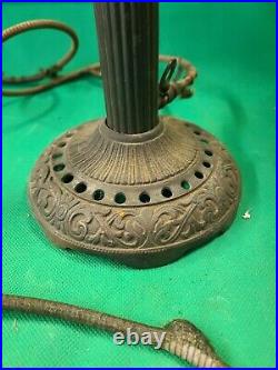 Antique Brass Gas Lamp Ornate Cast iron Base column Rare unknown parts (j4)