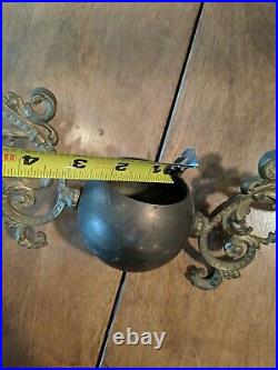 Antique Brass Hanging Bracket Oil Chandelier Parlor Lamp Parts with 14 Fitter
