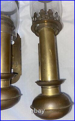 Antique Brass Train Car Carriage Oil Lamp Wall Sconce For Parts Or Repair