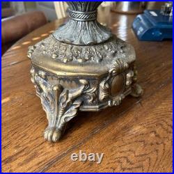 Antique Candelabra Table Lamp FOR PARTS OR RESTORATION Cherubs Putti Pot Metal