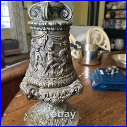 Antique Candelabra Table Lamp FOR PARTS OR RESTORATION Cherubs Putti Pot Metal