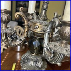 Antique Candelabra Table Lamp FOR PARTS OR RESTORATION Cherubs Putti Pot Metal
