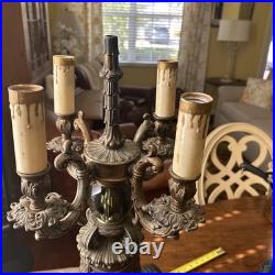 Antique Candelabra Table Lamp FOR PARTS OR RESTORATION Cherubs Putti Pot Metal