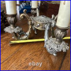 Antique Candelabra Table Lamp FOR PARTS OR RESTORATION Cherubs Putti Pot Metal
