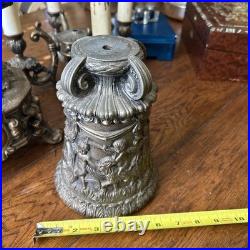 Antique Candelabra Table Lamp FOR PARTS OR RESTORATION Cherubs Putti Pot Metal