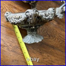 Antique Candelabra Table Lamp FOR PARTS OR RESTORATION Cherubs Putti Pot Metal