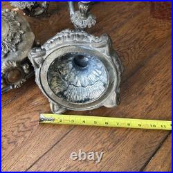 Antique Candelabra Table Lamp FOR PARTS OR RESTORATION Cherubs Putti Pot Metal