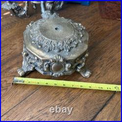 Antique Candelabra Table Lamp FOR PARTS OR RESTORATION Cherubs Putti Pot Metal