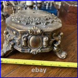 Antique Candelabra Table Lamp FOR PARTS OR RESTORATION Cherubs Putti Pot Metal