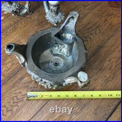 Antique Candelabra Table Lamp FOR PARTS OR RESTORATION Cherubs Putti Pot Metal