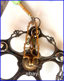Antique Cast Iron 5-Light Art Deco Chandelier Fixture Vtg Ceiling Lamp for Parts