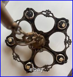 Antique Cast Iron 5-Light Art Deco Chandelier Fixture Vtg Ceiling Lamp for Parts