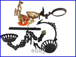 Antique Cast Iron Kerosene Lamp Wall Brackets Lot Vintage Hardware & Parts