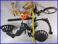 Antique Cast Iron Kerosene Lamp Wall Brackets Lot Vintage Hardware & Parts