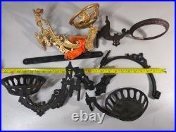 Antique Cast Iron Kerosene Lamp Wall Brackets Lot Vintage Hardware & Parts
