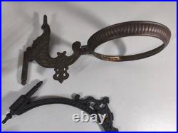 Antique Cast Iron Kerosene Lamp Wall Brackets Lot Vintage Hardware & Parts