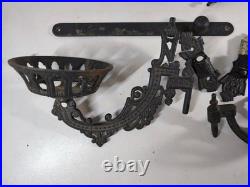 Antique Cast Iron Kerosene Lamp Wall Brackets Lot Vintage Hardware & Parts