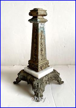 Antique Cast Metal Table Lamp Base Column Parts Victorian Steampunk Shabby Chic
