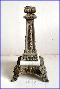 Antique Cast Metal Table Lamp Base Column Parts Victorian Steampunk Shabby Chic