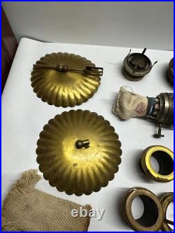 Antique Center Draft Oil Lamp Parts Font Burner Flame Spreader Cap Reflector
