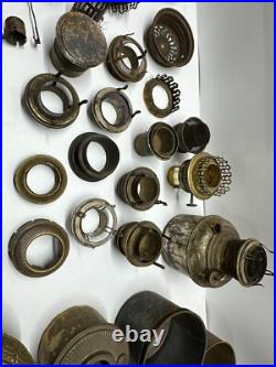 Antique Center Draft Oil Lamp Parts Font Burner Flame Spreader Cap Reflector