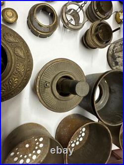 Antique Center Draft Oil Lamp Parts Font Burner Flame Spreader Cap Reflector