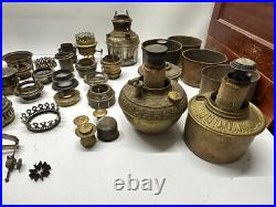 Antique Center Draft Oil Lamp Parts Font Burner Flame Spreader Cap Reflector