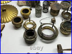 Antique Center Draft Oil Lamp Parts Font Burner Flame Spreader Cap Reflector