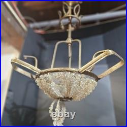 Antique Classical 4 LIGHT Crystal Basket CHANDELIER brass project parts federal