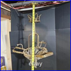 Antique Classical 4 LIGHT Crystal Basket CHANDELIER brass project parts federal