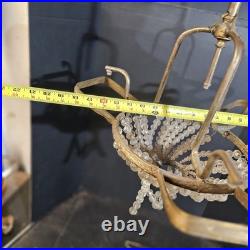 Antique Classical 4 LIGHT Crystal Basket CHANDELIER brass project parts federal
