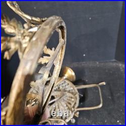 Antique Classical 4 LIGHT Crystal Basket CHANDELIER brass project parts federal