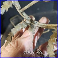 Antique Classical 4 LIGHT Crystal Basket CHANDELIER brass project parts federal