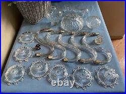Antique Clear Glass Hanging Parts, Chandelier Lamp Rosettes, Spacers, Bobeche
