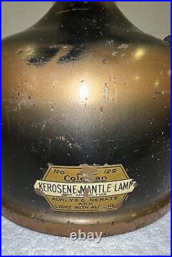 Antique Coleman Kerosene Mantle Lamp #129 NOT TESTED PARTS OR REPAIR ONLY