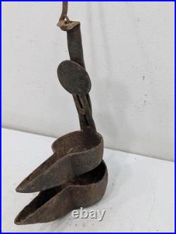 Antique Early 19th Century Cast Iron Whale Blubber Lard Oil Lamp Parts AS-IS