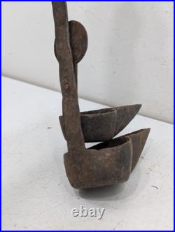 Antique Early 19th Century Cast Iron Whale Blubber Lard Oil Lamp Parts AS-IS