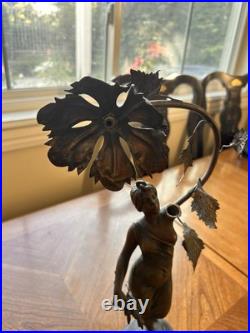 Antique Emmanuel Villanis Art Nouveau Figural Lady Lamp Base Parts Repair Signed Antique Emmanuel Villanis Art Nouveau Figural Lady Lamp Base Parts Repair Signed