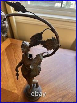 Antique Emmanuel Villanis Art Nouveau Figural Lady Lamp Base Parts Repair Signed