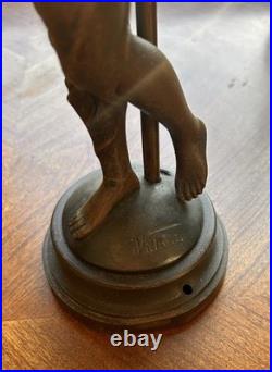 Antique Emmanuel Villanis Art Nouveau Figural Lady Lamp Base Parts Repair Signed