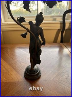 Antique Emmanuel Villanis Art Nouveau Figural Lady Lamp Base Parts Repair Signed