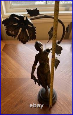 Antique Emmanuel Villanis Art Nouveau Figural Lady Lamp Base Parts Repair Signed