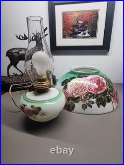 Antique Floral Pink Rose Victorian Oil Lamp Conversion Parts Only