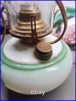 Antique Floral Pink Rose Victorian Oil Lamp Conversion Parts Only
