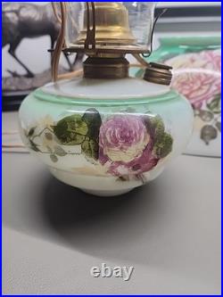 Antique Floral Pink Rose Victorian Oil Lamp Conversion Parts Only