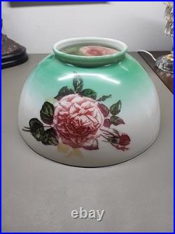 Antique Floral Pink Rose Victorian Oil Lamp Conversion Parts Only