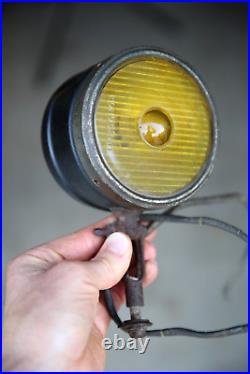 Antique Fog lamp light car auto Monogram yellow glass lens Ford Model T A Parts