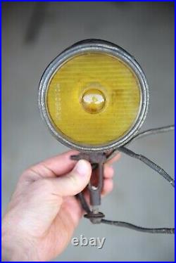 Antique Fog lamp light car auto Monogram yellow glass lens Ford Model T A Parts