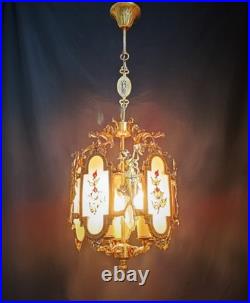 Antique French Art Nouveau Brass Angel Venus Chandelier